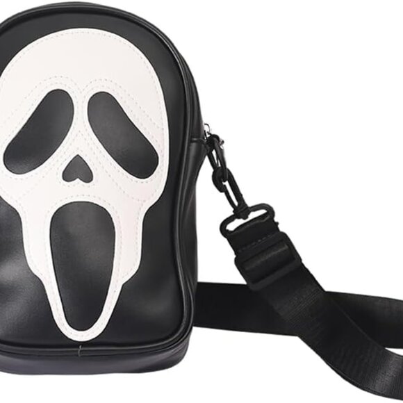 Halloween Skeleton Shoulder Bag PU Leather Ghost Face Crossbody for Spooky Style - Picture 1 of 7